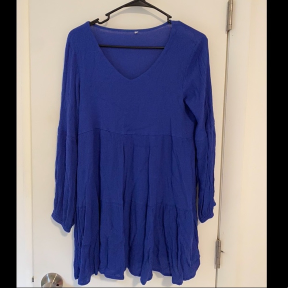 Blue Linen Dress, Size M